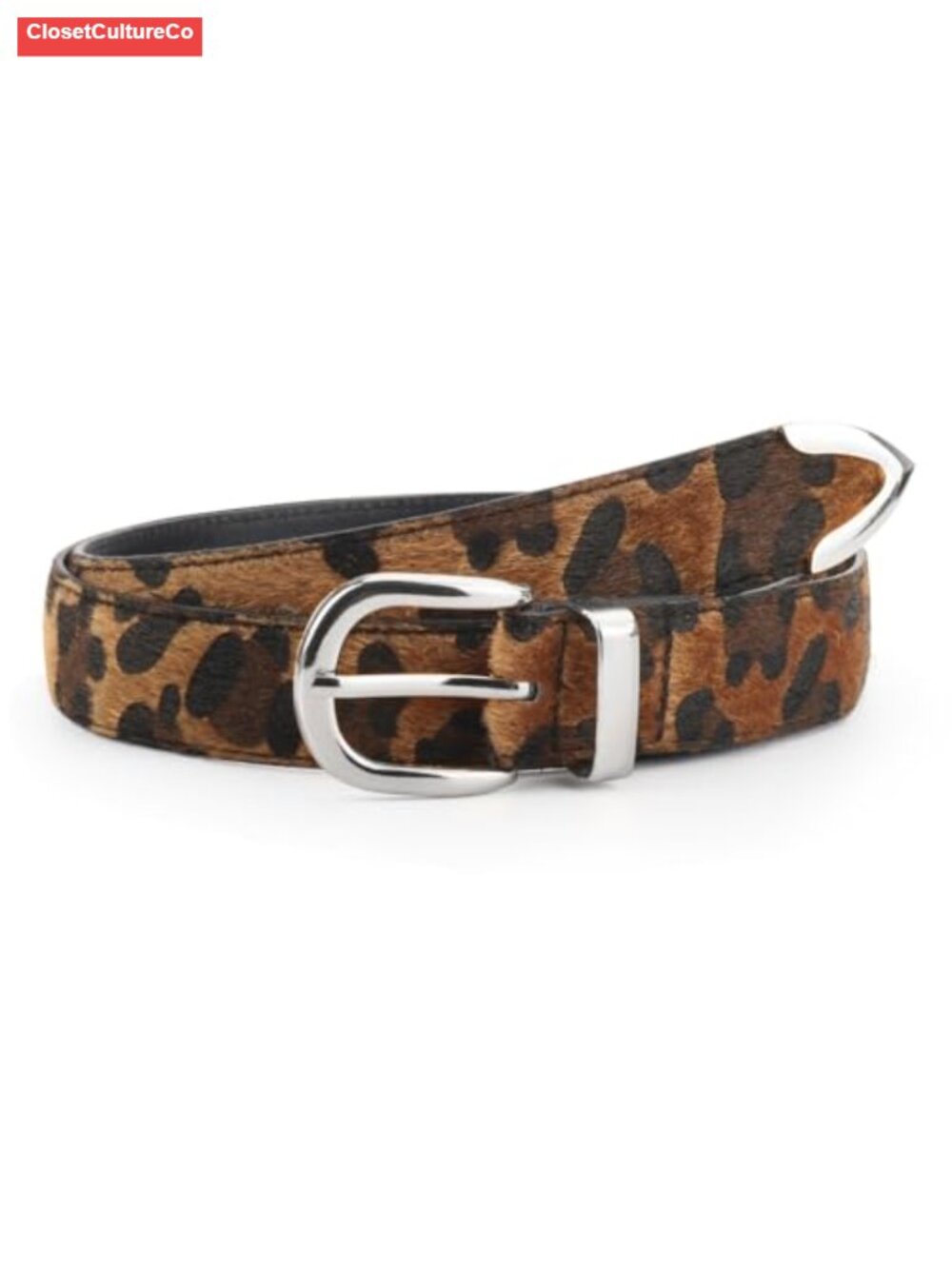 Women's Leopard Print Faux Fur Calf Hair Belt Adjustable Waistband